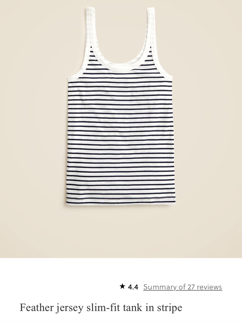 JCrew FeatherLight stripe tank -NWT